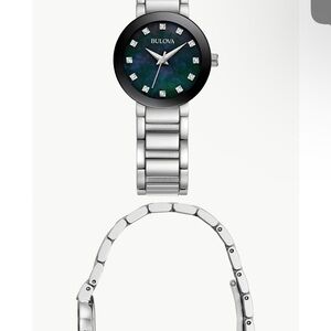 Bulova Silver Watch with Black Dial